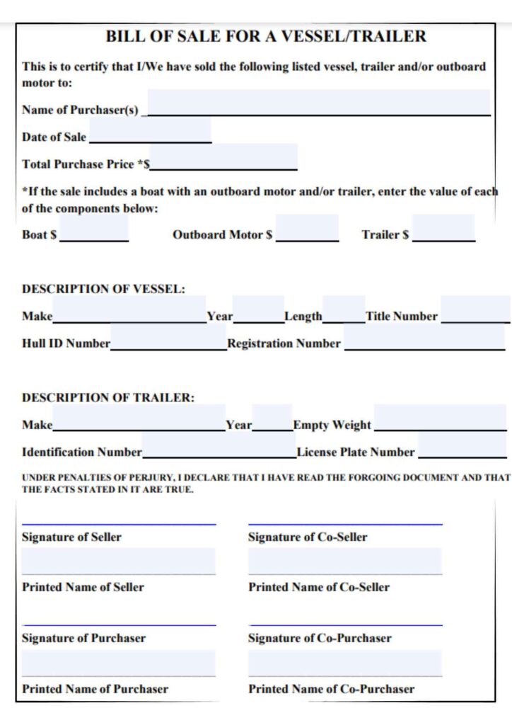 Alberta Boat Bill Of Sale Free Template Pdf Print Alberta Bill Of Sale Vehicle Car Auto 1143